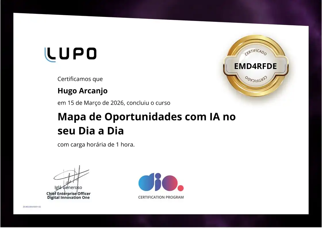 certificate of Mapa de Oportunidades com IA no seu Dia a Dia