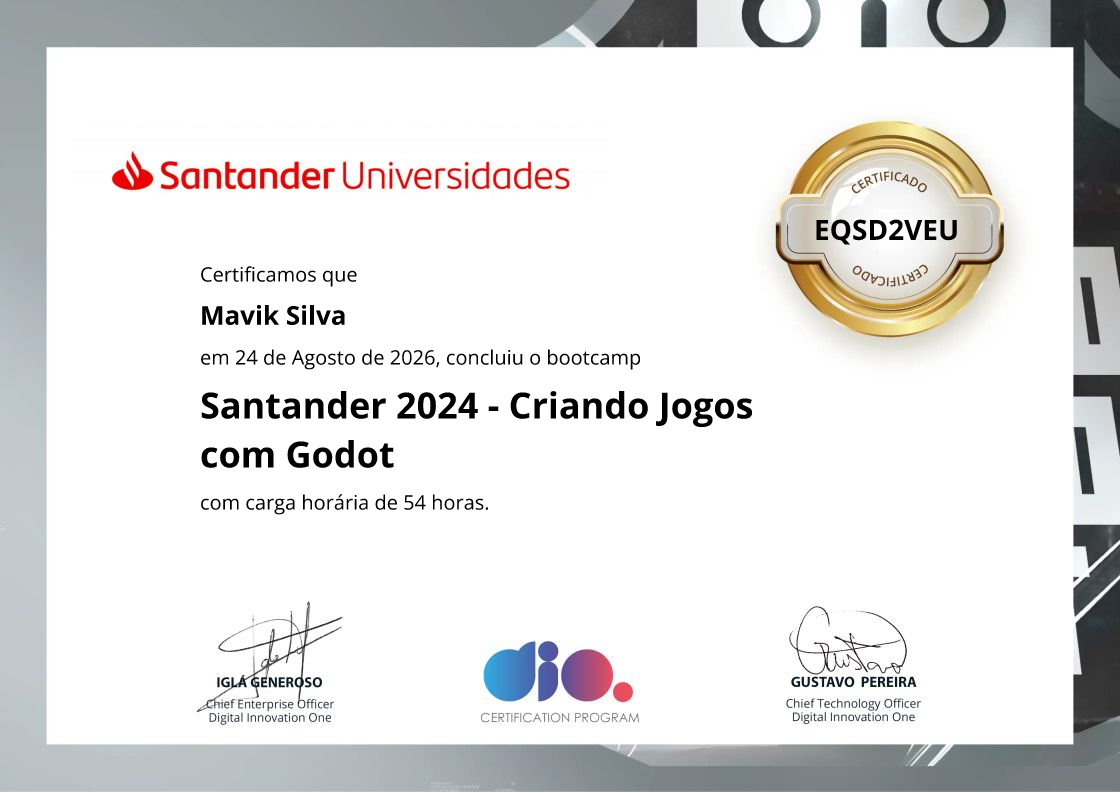 certificate of Santander 2024 - Criando Jogos com Godot