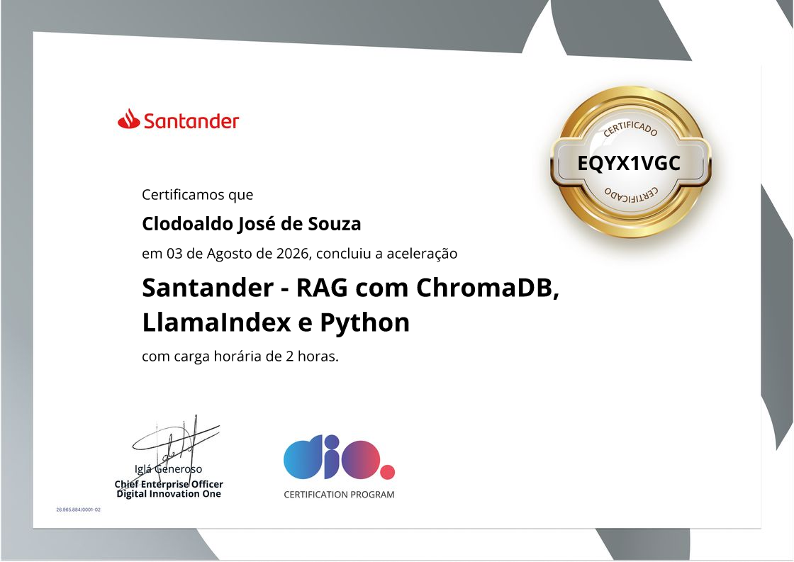 certificate of Santander - RAG com ChromaDB, LlamaIndex e Python