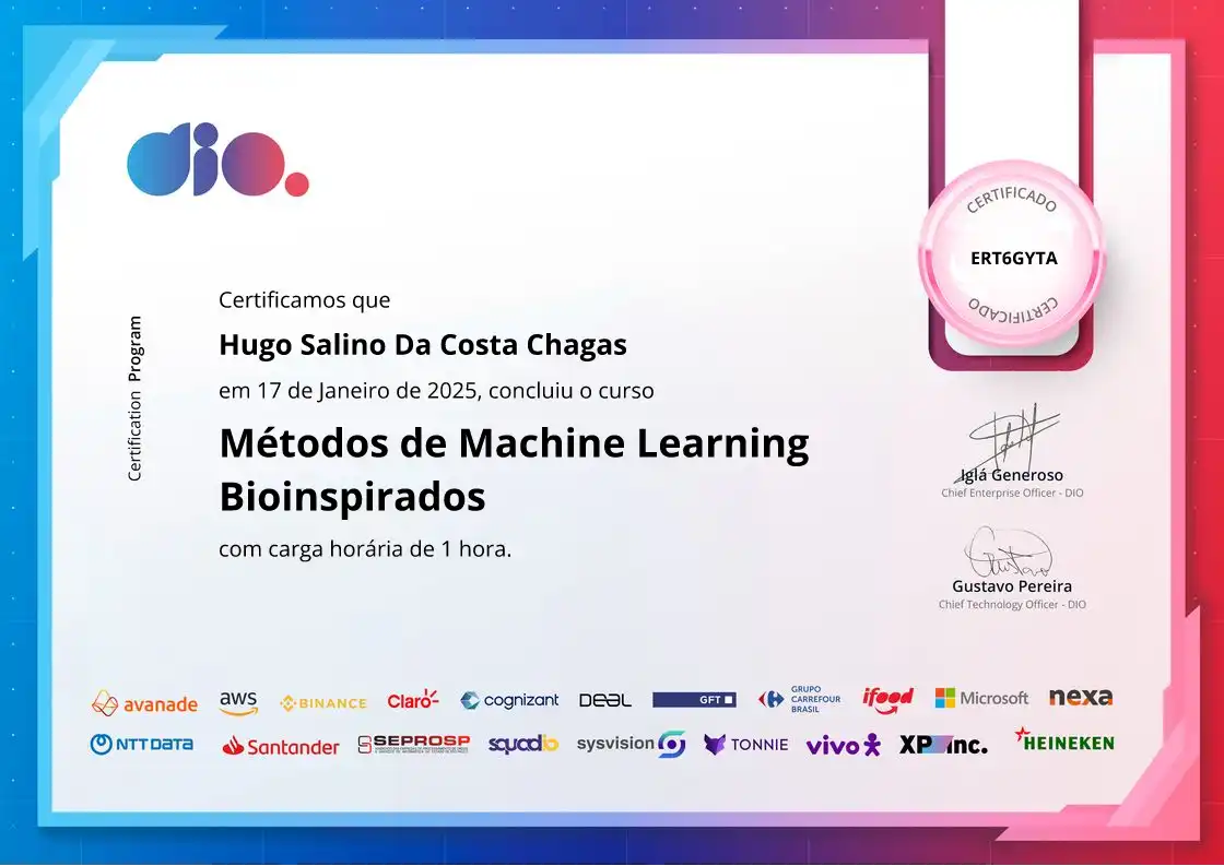 certificate of Métodos de Machine Learning Bioinspirados