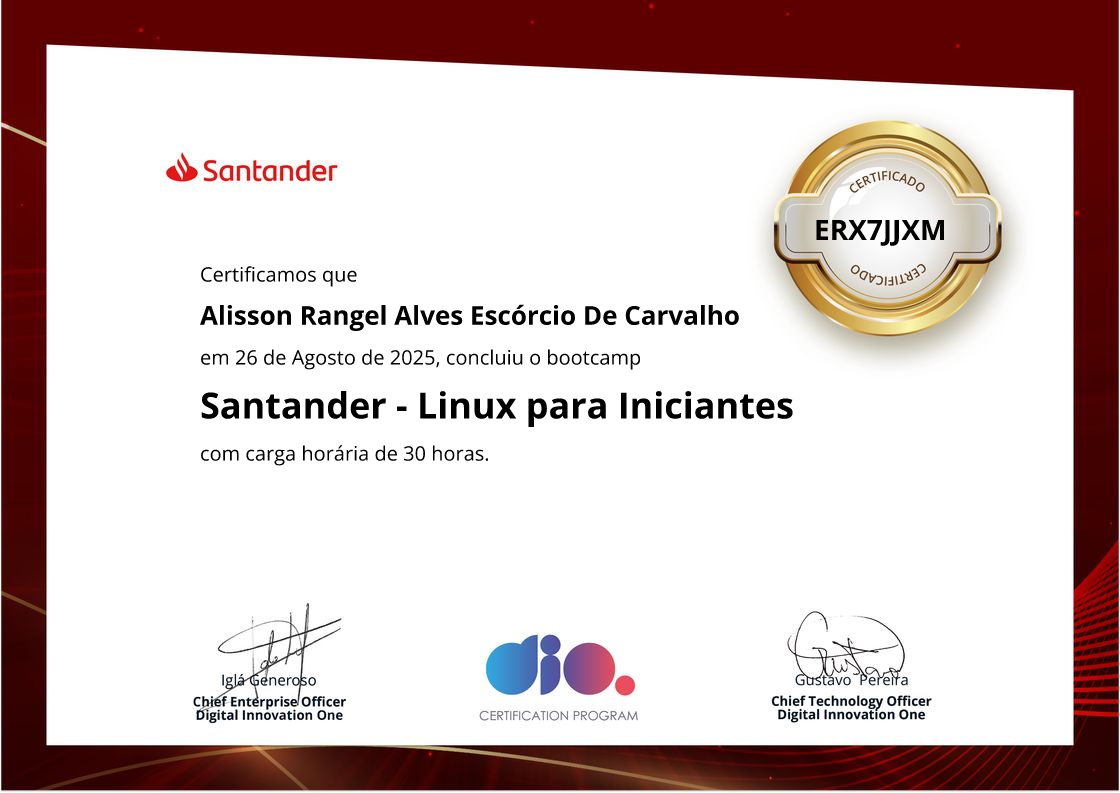 certificate of Santander - Linux para Iniciantes