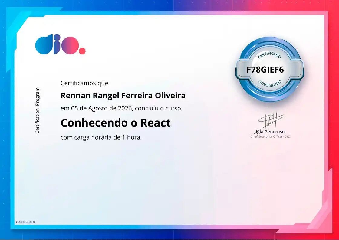 certificate of Conhecendo o React