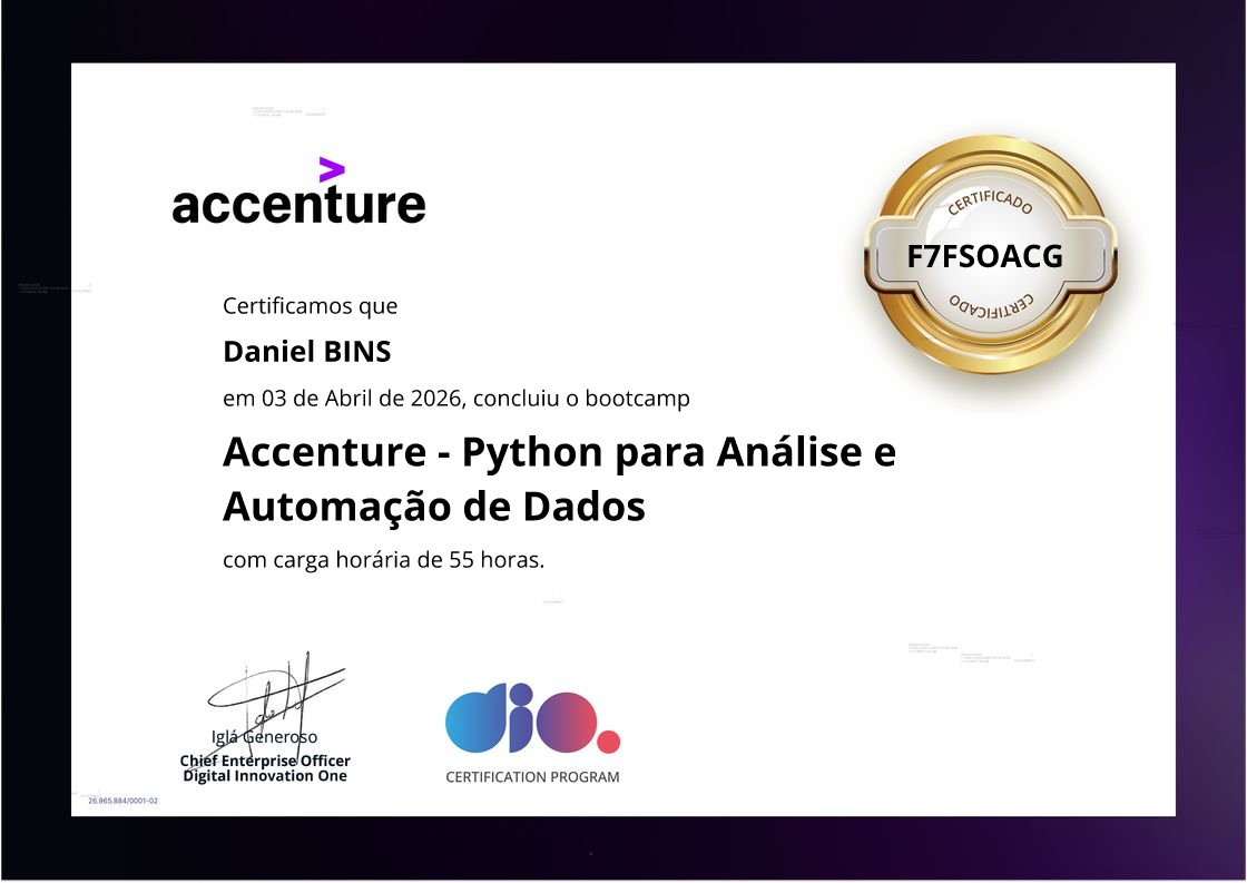 certificate of Accenture - Python para Análise e Automação de Dados