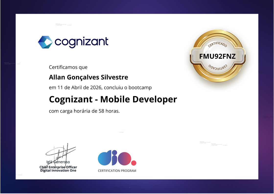 certificate of Cognizant - Mobile Developer