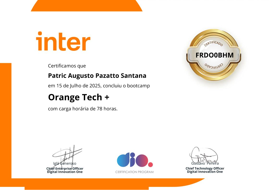 certificate of Orange Tech +