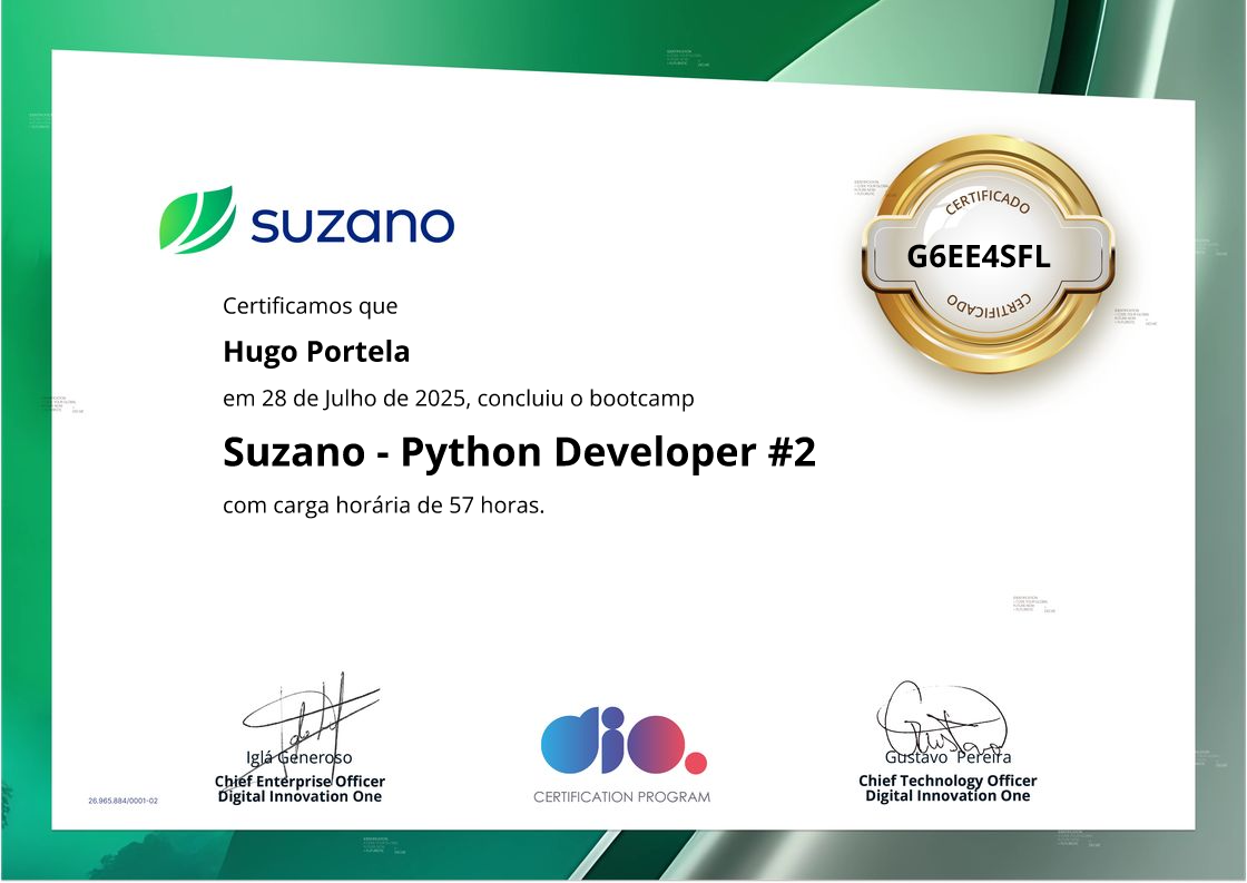 certificate of Suzano - Python Developer #2
