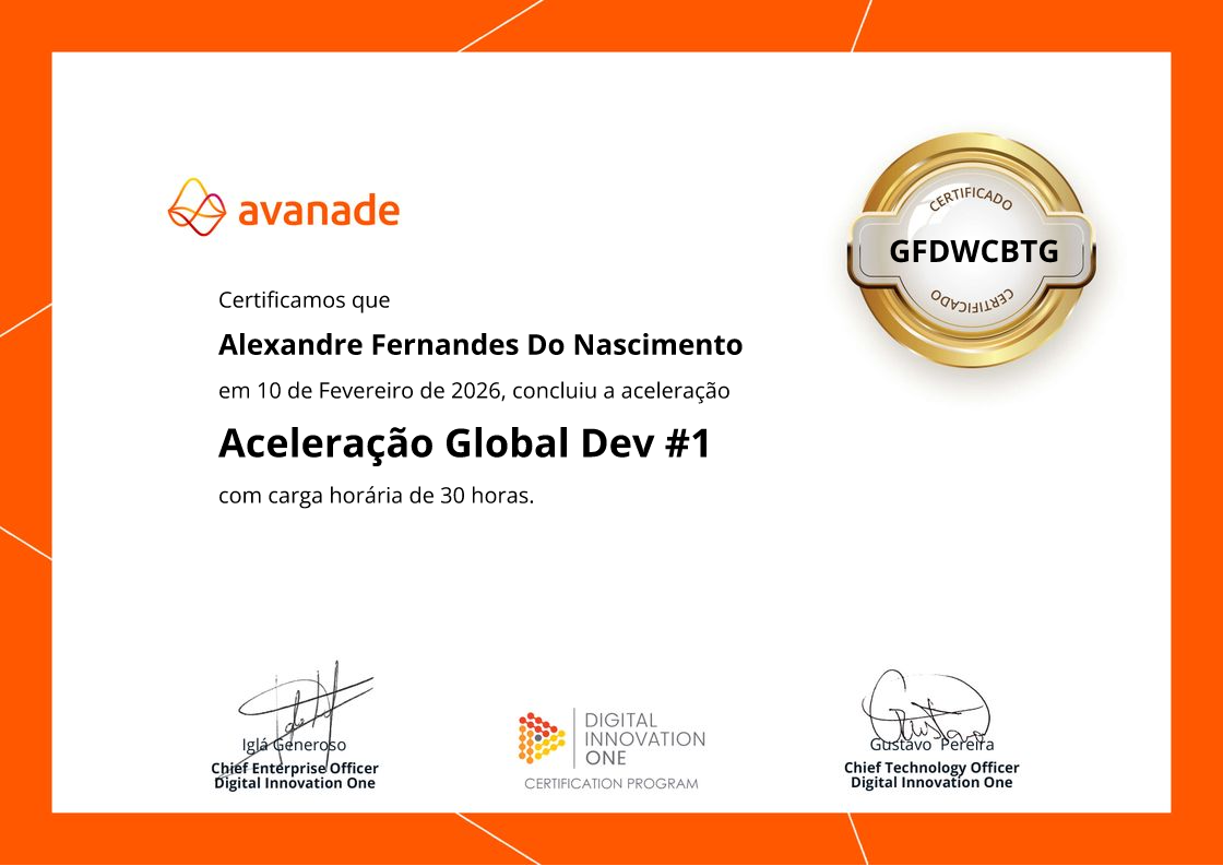certificate of Aceleração Global Dev #1