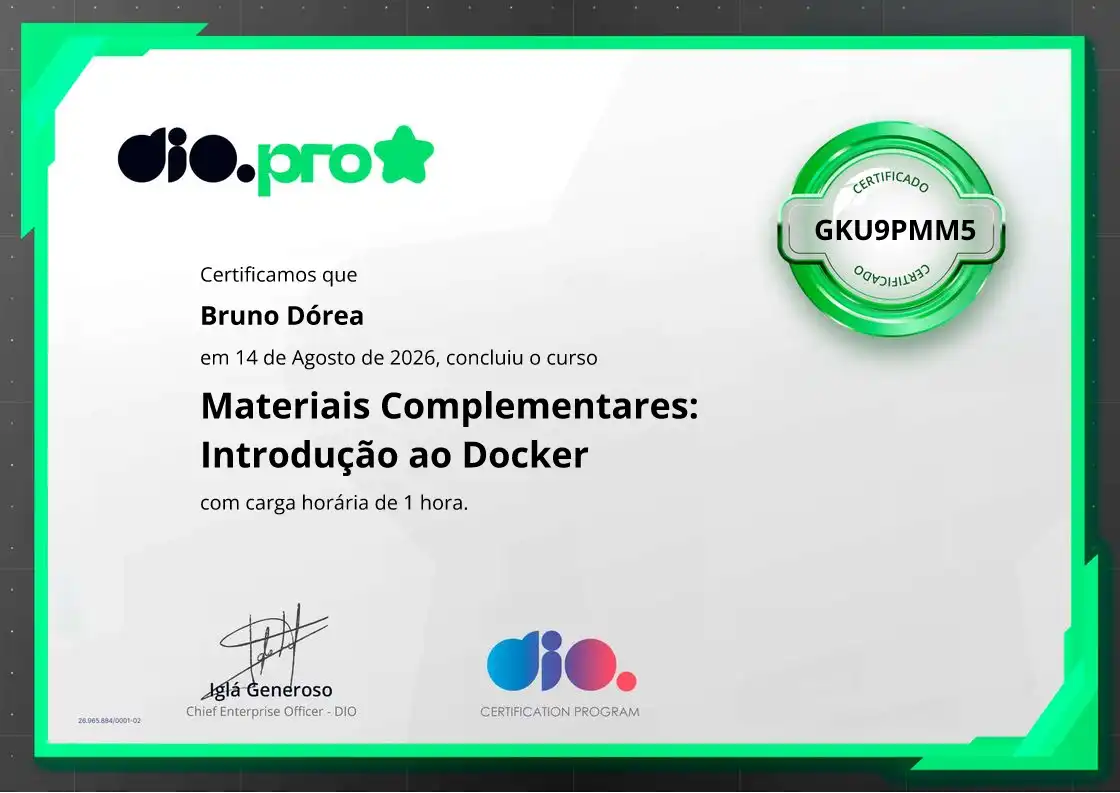 certificate of Materiais Complementares: Introdução ao Docker