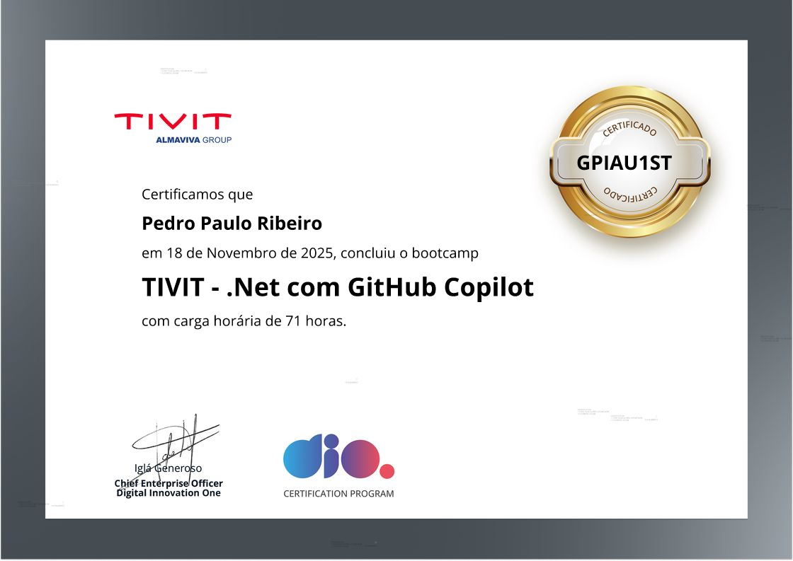 certificate of TIVIT - .Net com GitHub Copilot