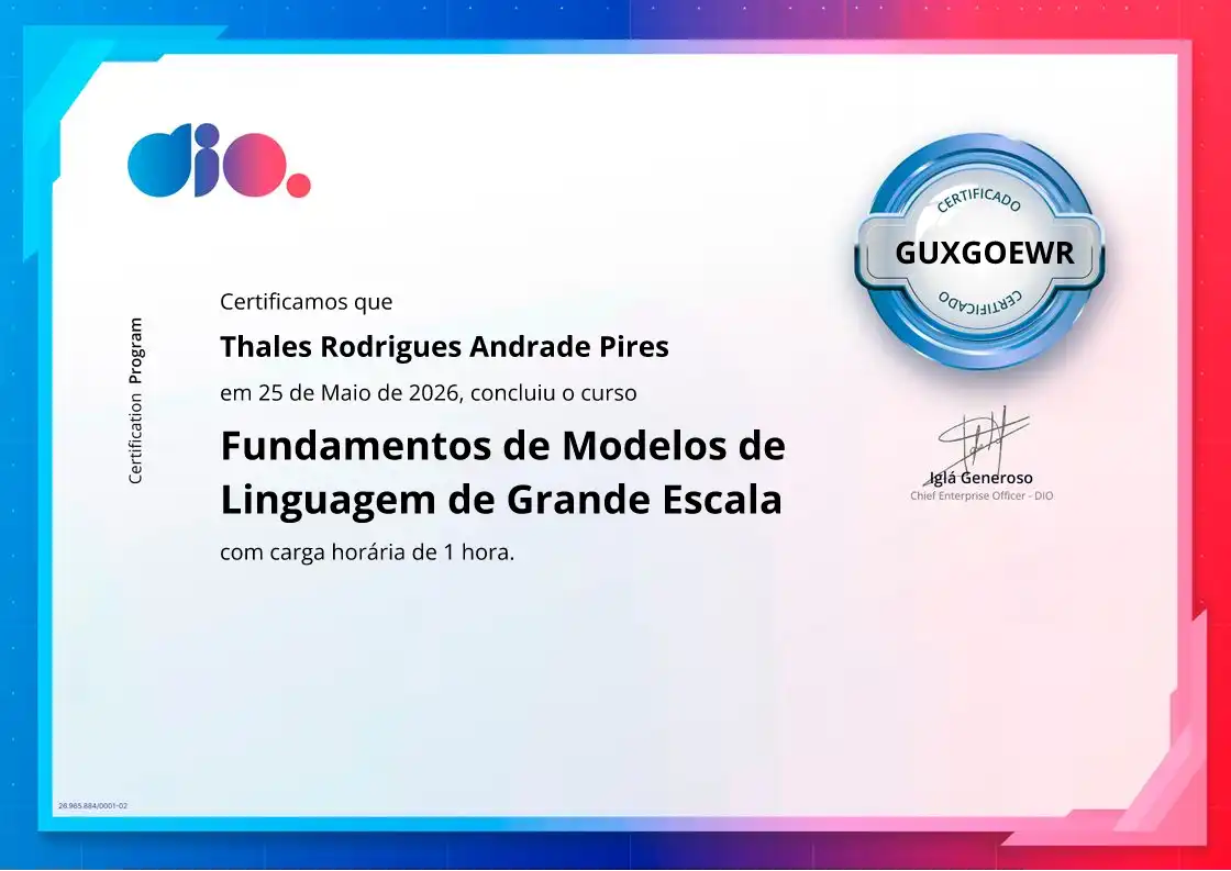certificate of Fundamentos de Modelos de Linguagem de Grande Escala