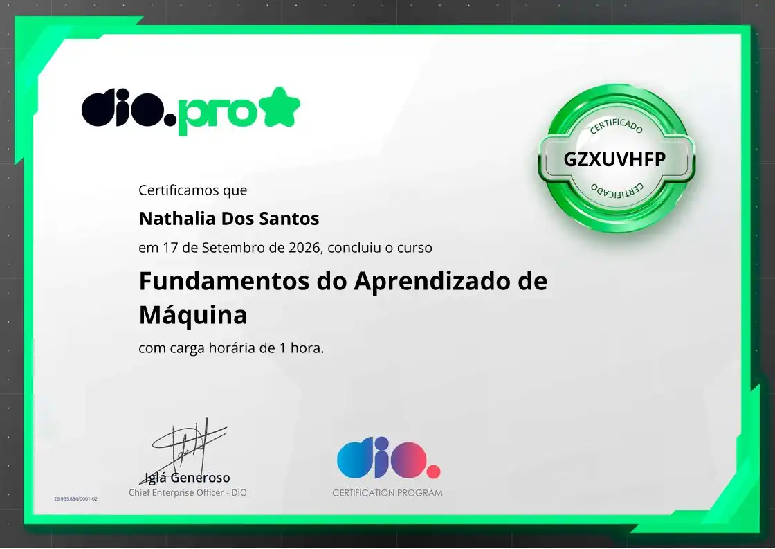 certificate of Fundamentos do Aprendizado de Máquina