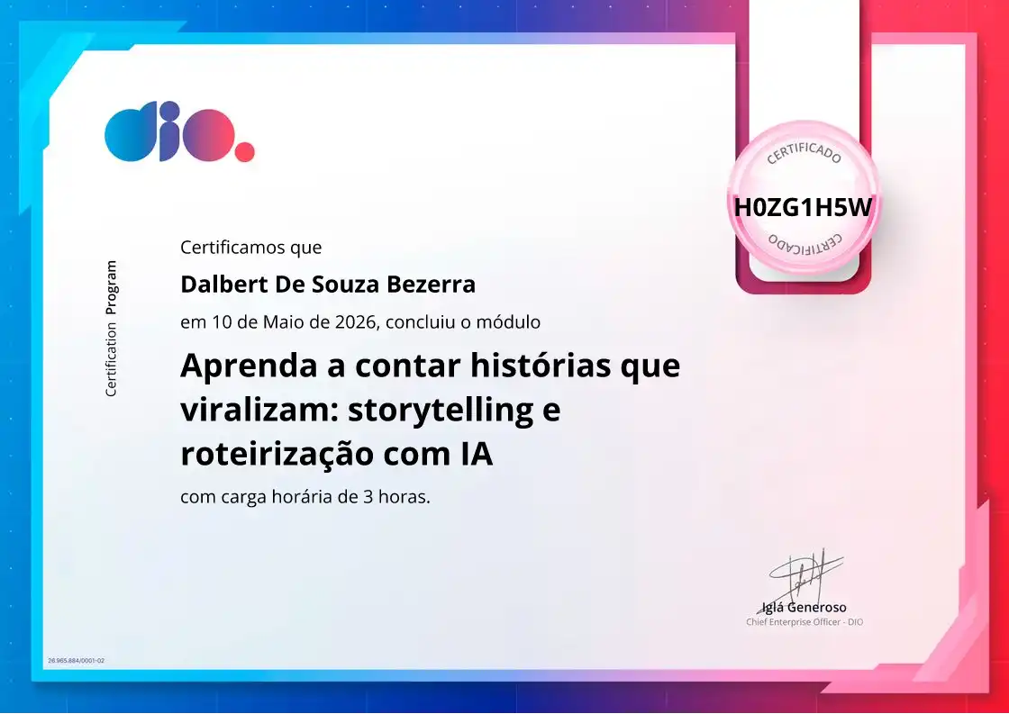 certificate of Aprenda a contar histórias que viralizam: storytelling e roteirização com IA