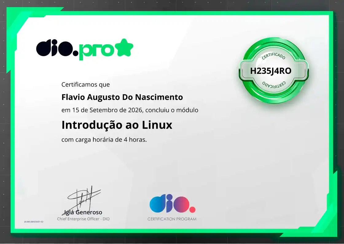 certificate of Introdução ao Linux