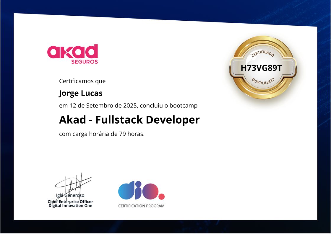 certificate of Akad - Fullstack Developer