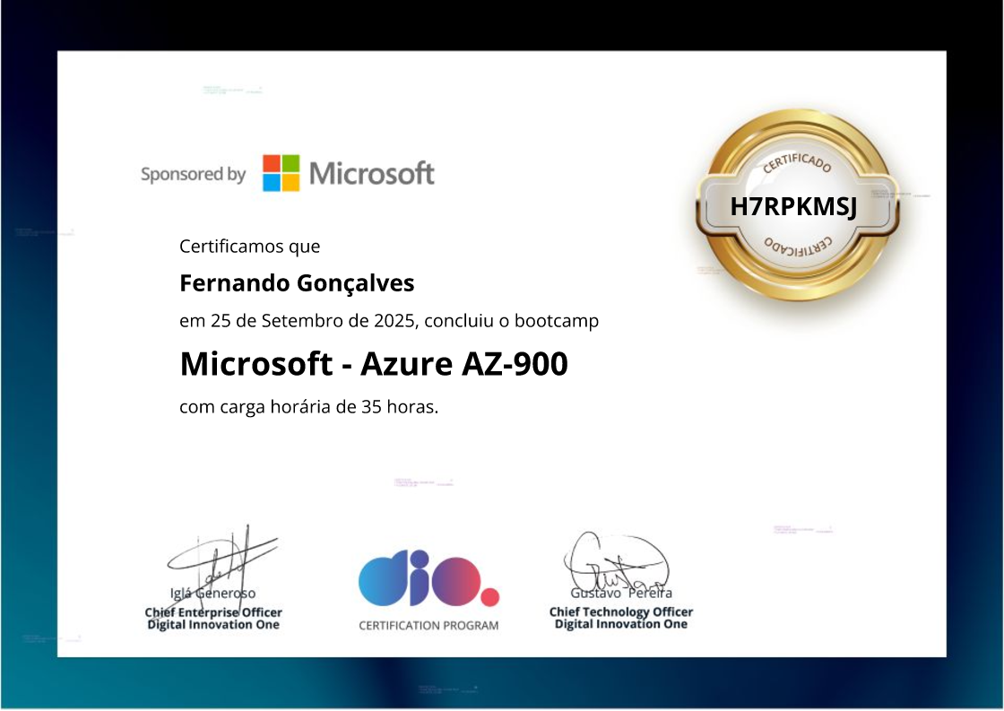 certificate of Microsoft - Azure AZ-900
