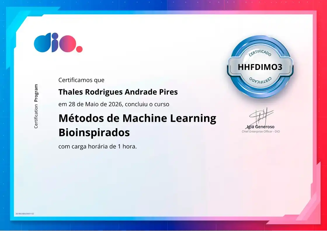certificate of Métodos de Machine Learning Bioinspirados