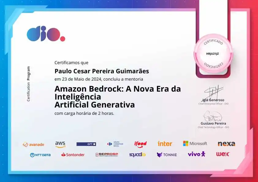 certificate of Amazon Bedrock: A Nova Era da Inteligência Artificial Generativa