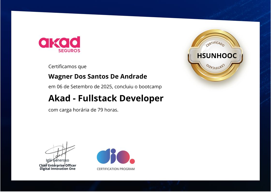 certificate of Akad - Fullstack Developer