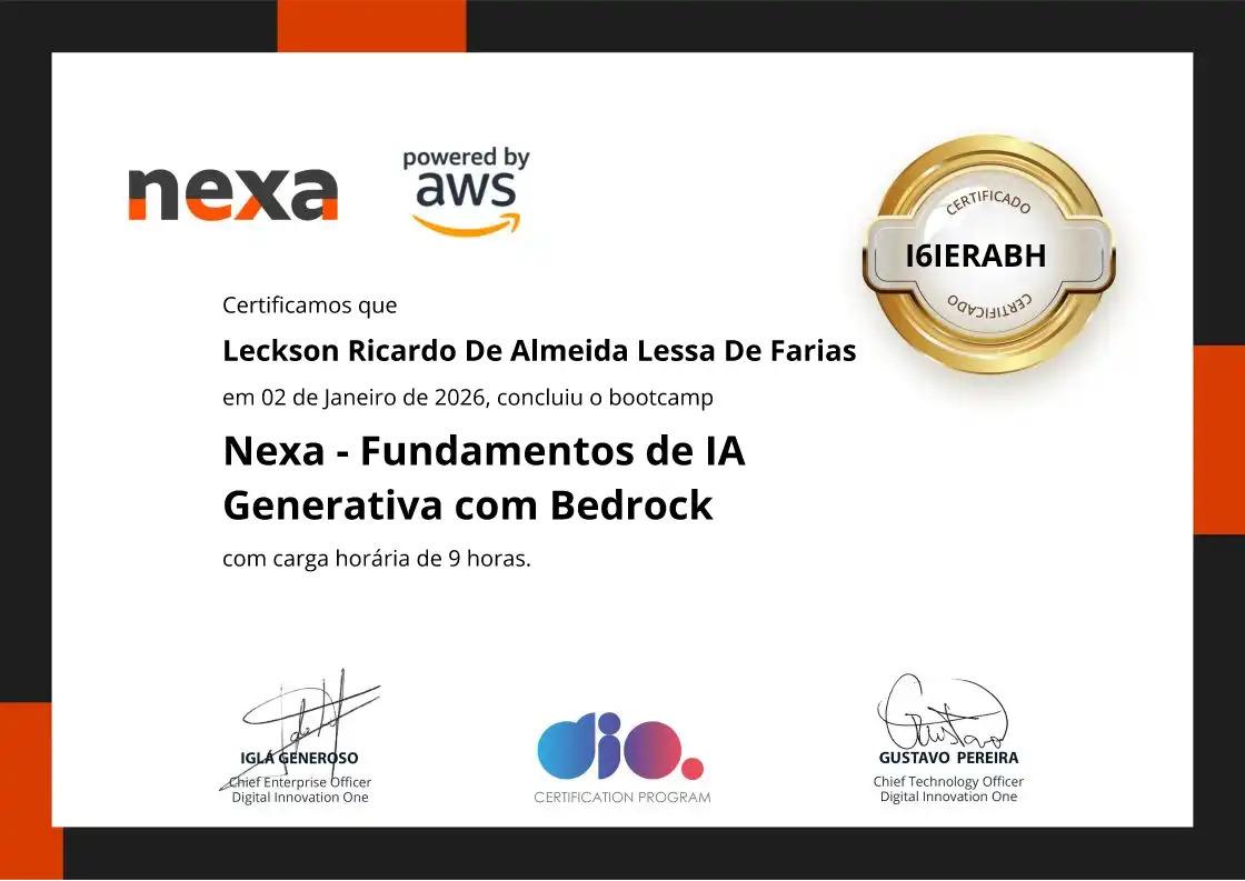 certificate of Nexa - Fundamentos de IA Generativa com Bedrock