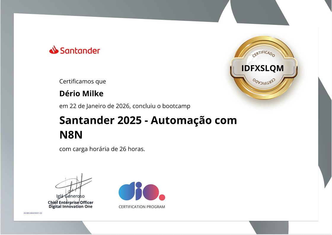 certificate of Santander 2025 - Automação com N8N