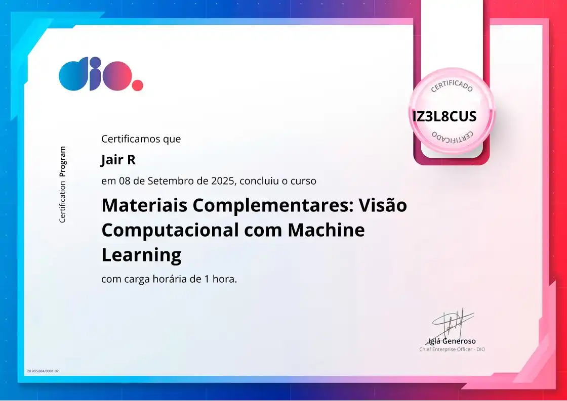 certificate of Materiais Complementares: Visão Computacional com Machine Learning
