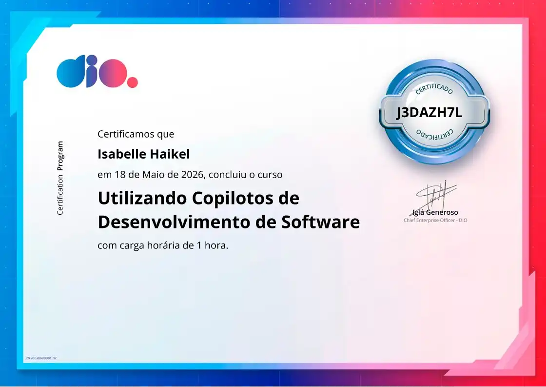 certificate of Utilizando Copilotos de Desenvolvimento de Software