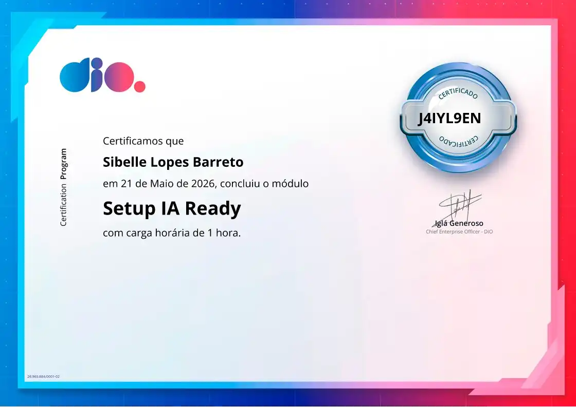 certificate of Setup IA Ready
