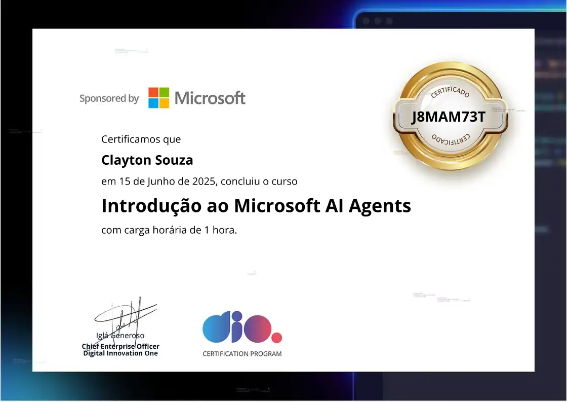 certificate of Introdução ao Microsoft AI Agents