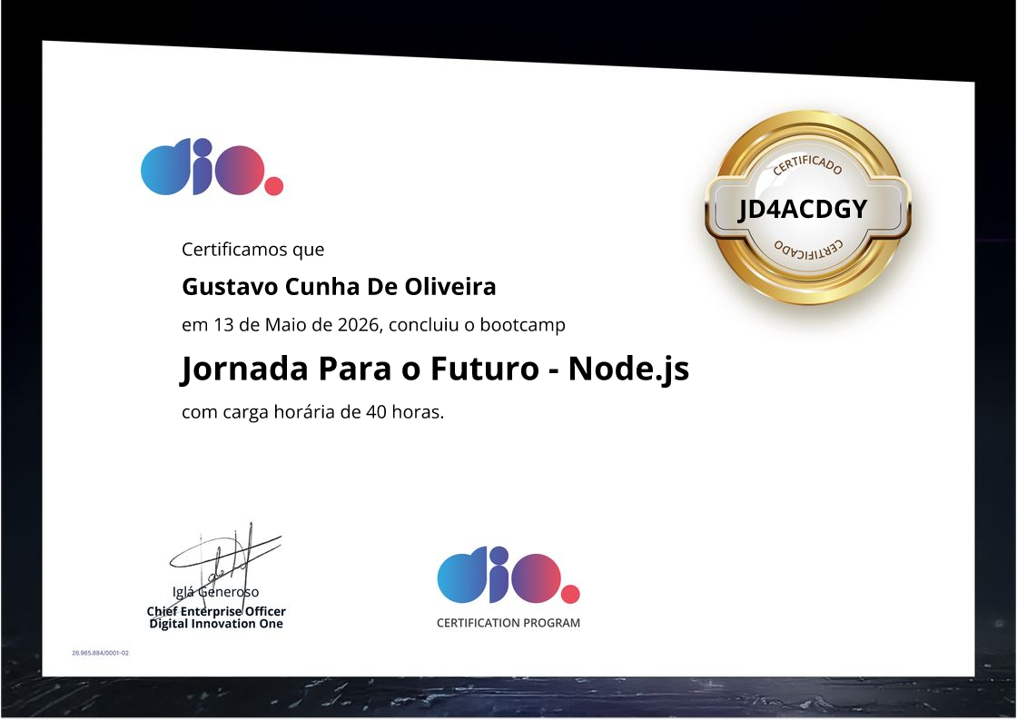 certificate of Jornada Para o Futuro - Node.js