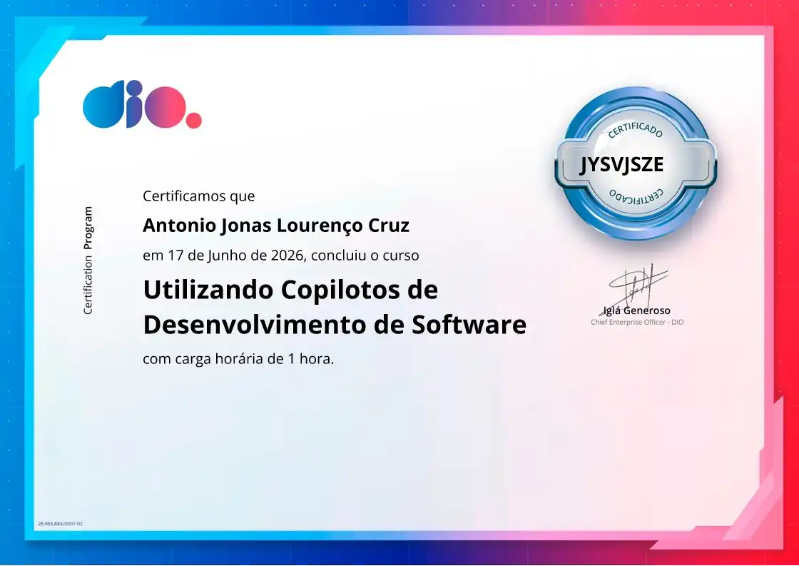 certificate of Utilizando Copilotos de Desenvolvimento de Software