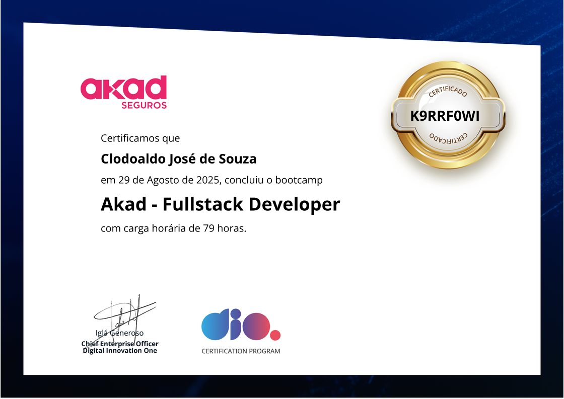 certificate of Akad - Fullstack Developer