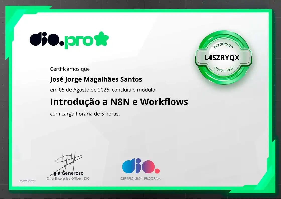 certificate of Introdução a N8N e Workflows