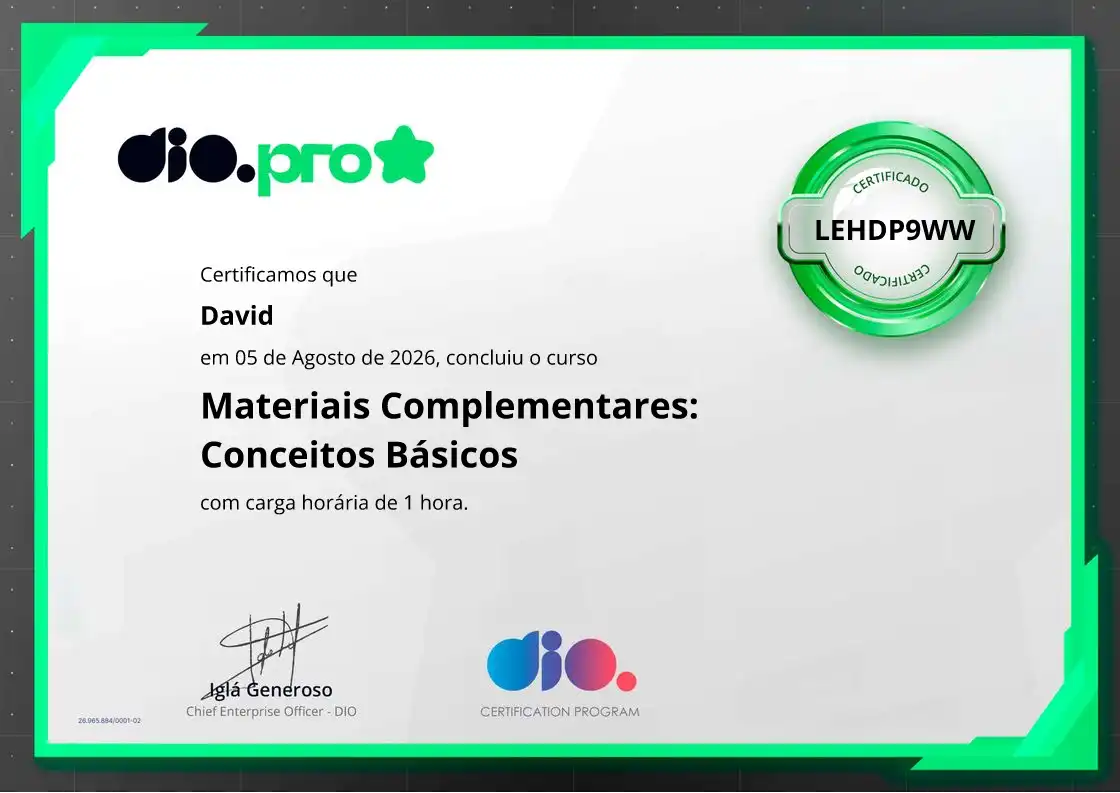 certificate of Materiais Complementares: Conceitos Básicos