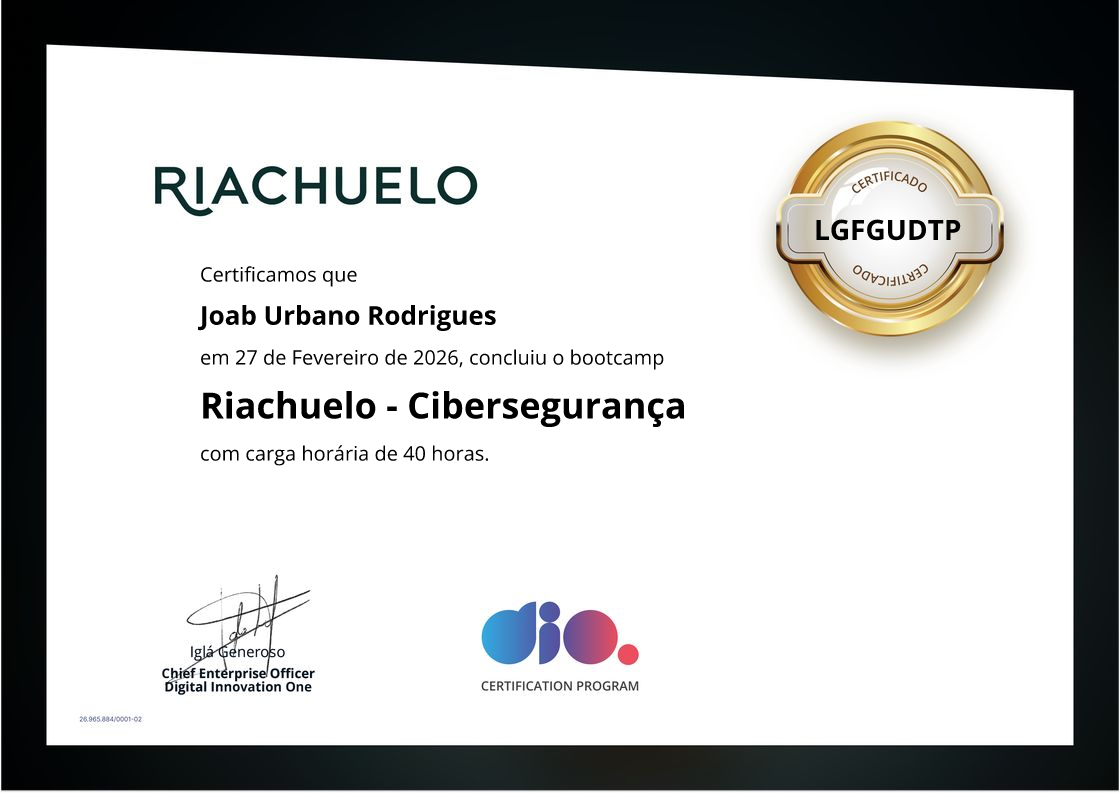 certificate of Riachuelo - Cibersegurança