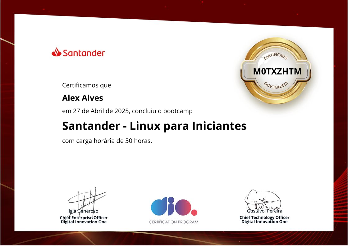 certificate of Santander - Linux para Iniciantes