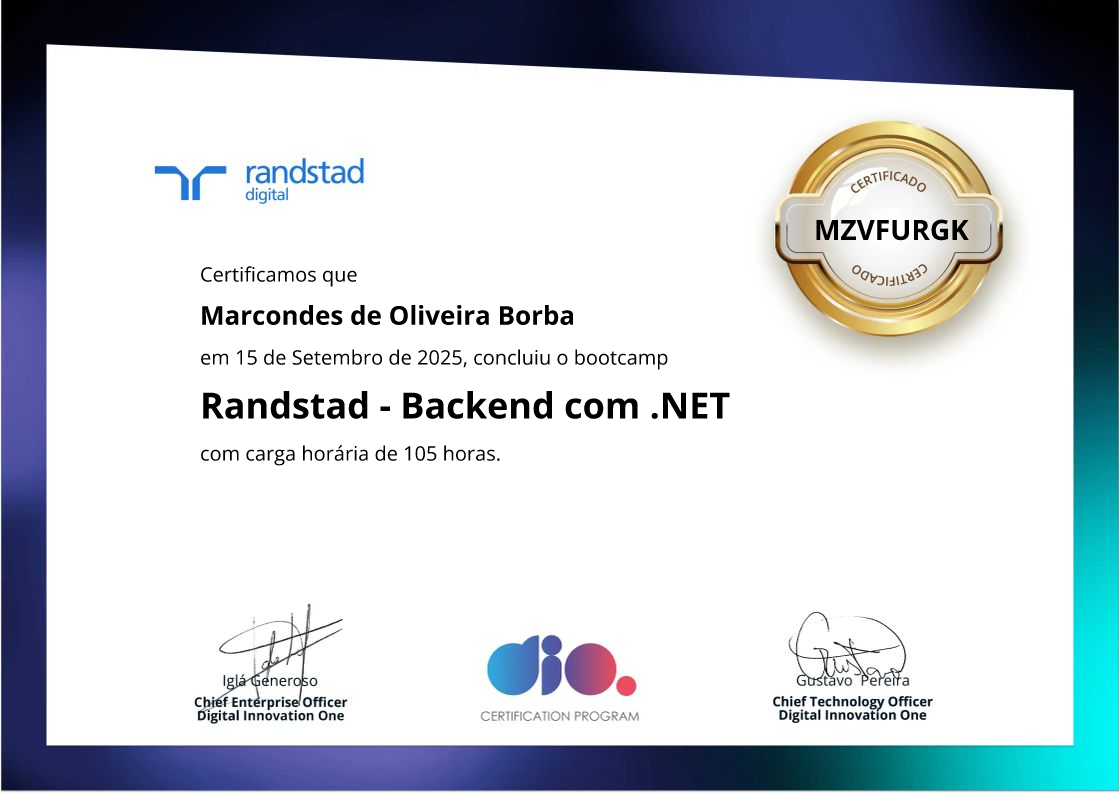 certificate of Randstad - Backend com .NET