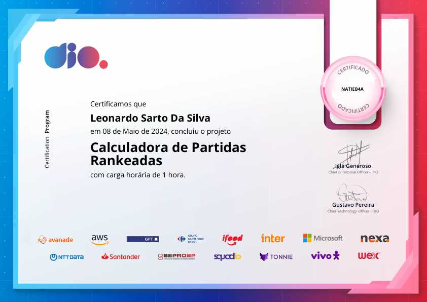 certificate of Calculadora de Partidas Rankeadas