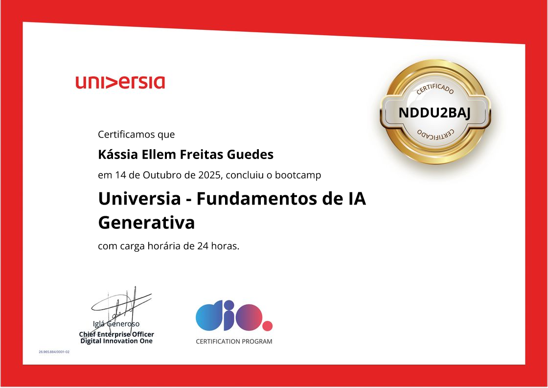 certificate of Universia - Fundamentos de IA Generativa