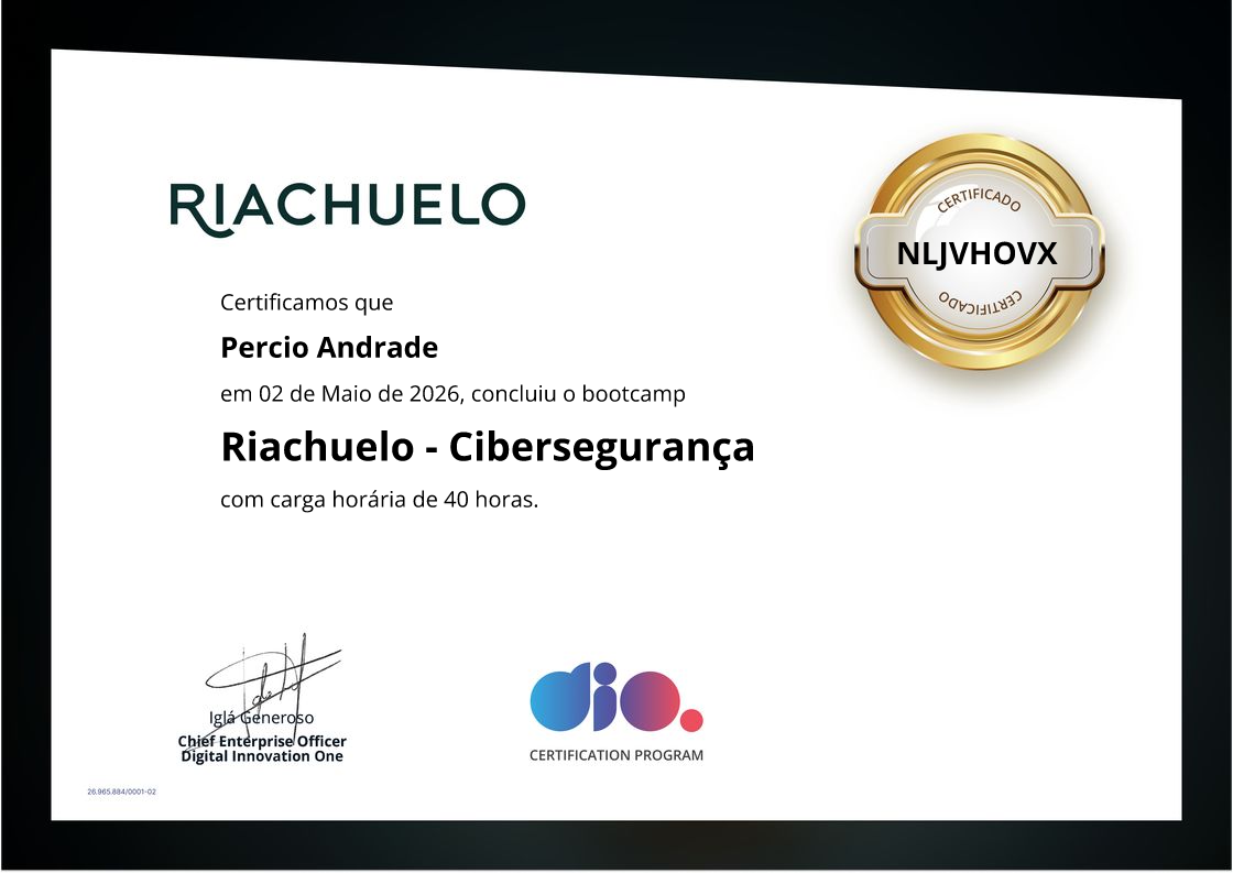certificate of Riachuelo - Cibersegurança