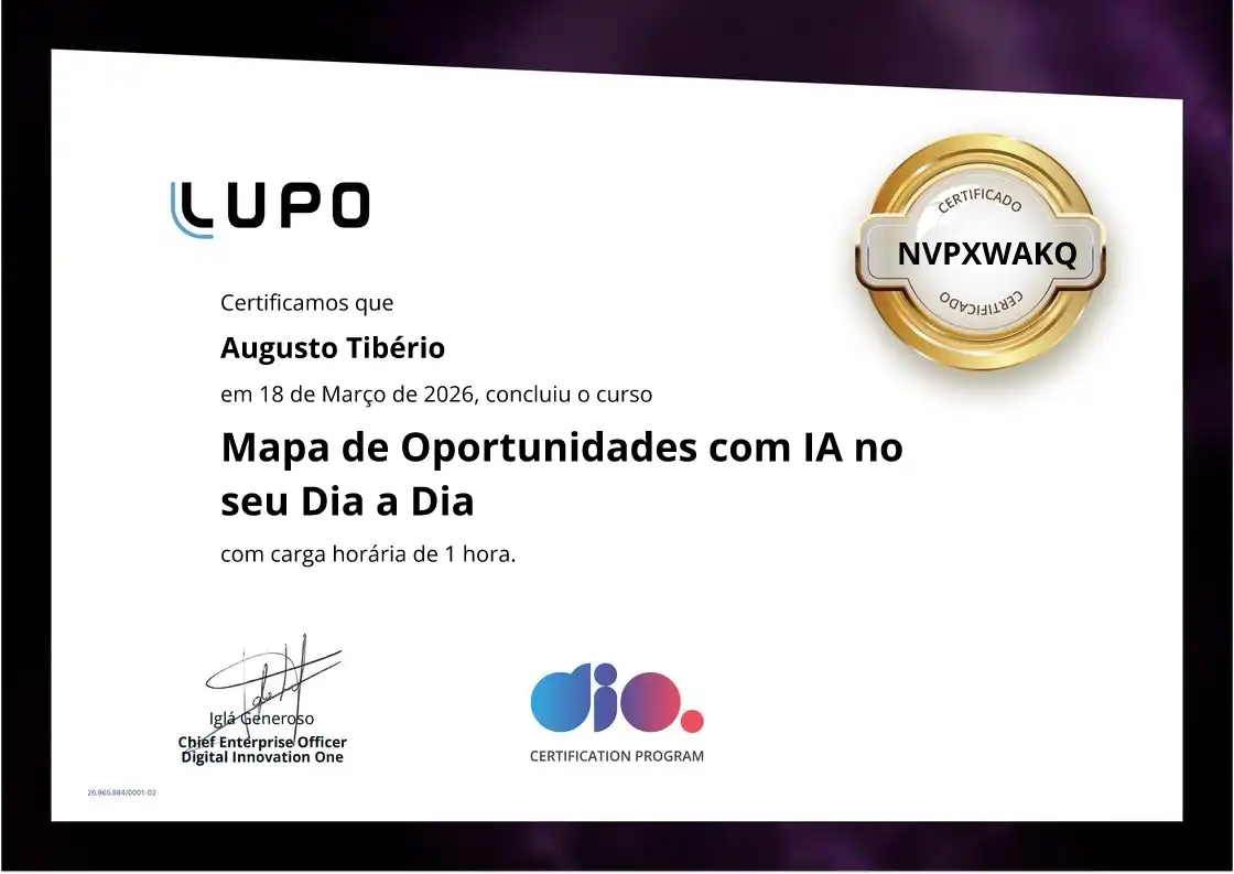 certificate of Mapa de Oportunidades com IA no seu Dia a Dia