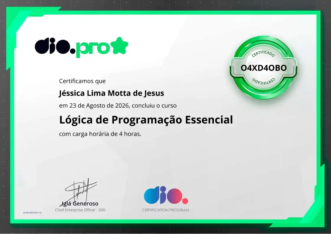 certificate of Lógica de Programação Essencial