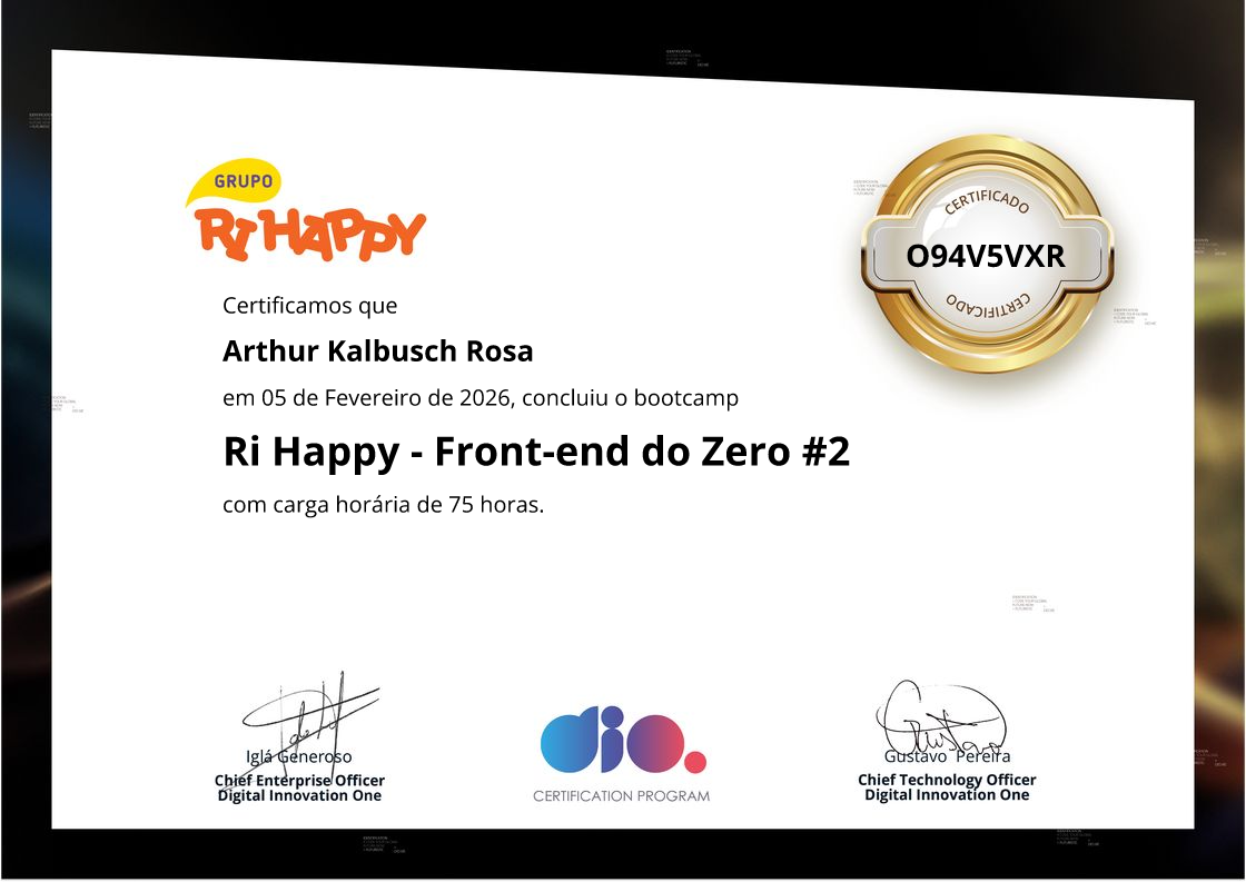 certificate of Ri Happy - Front-end do Zero #2