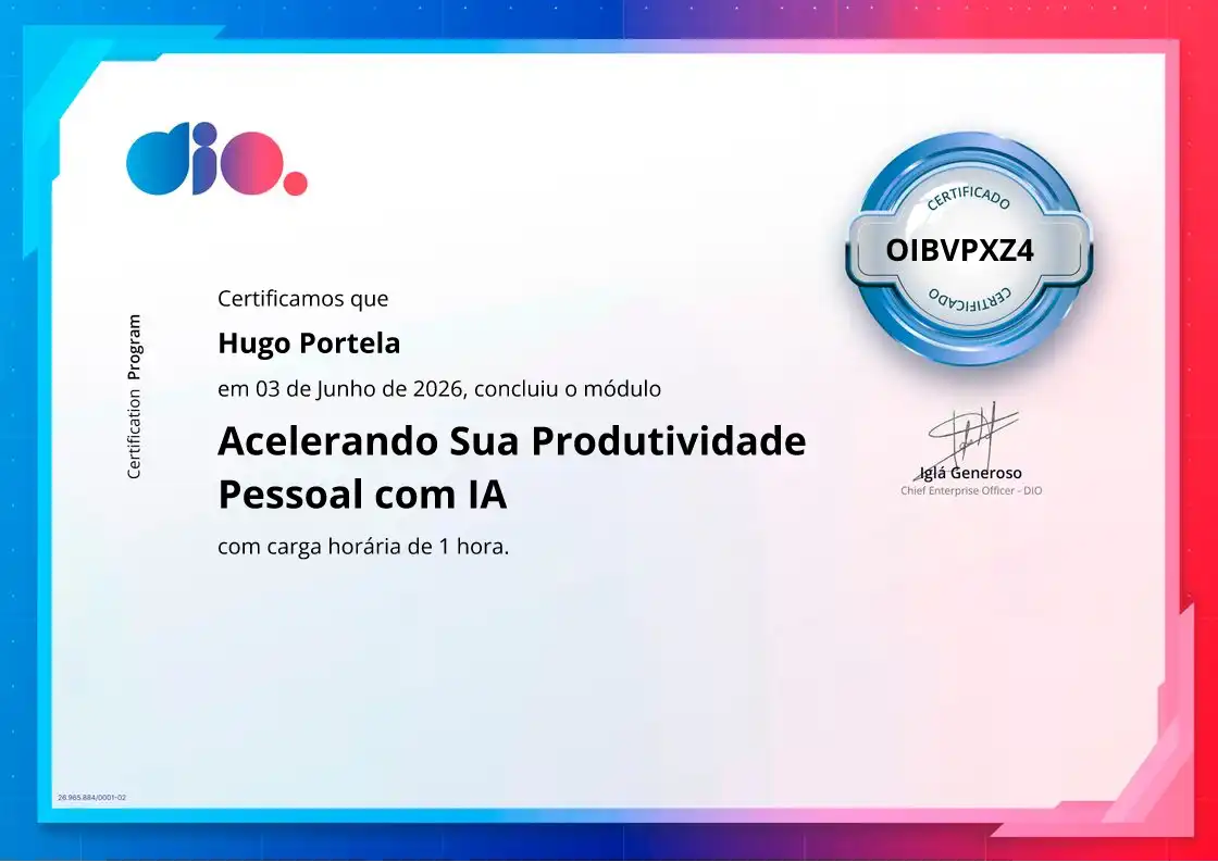 certificate of Acelerando Sua Produtividade Pessoal com IA