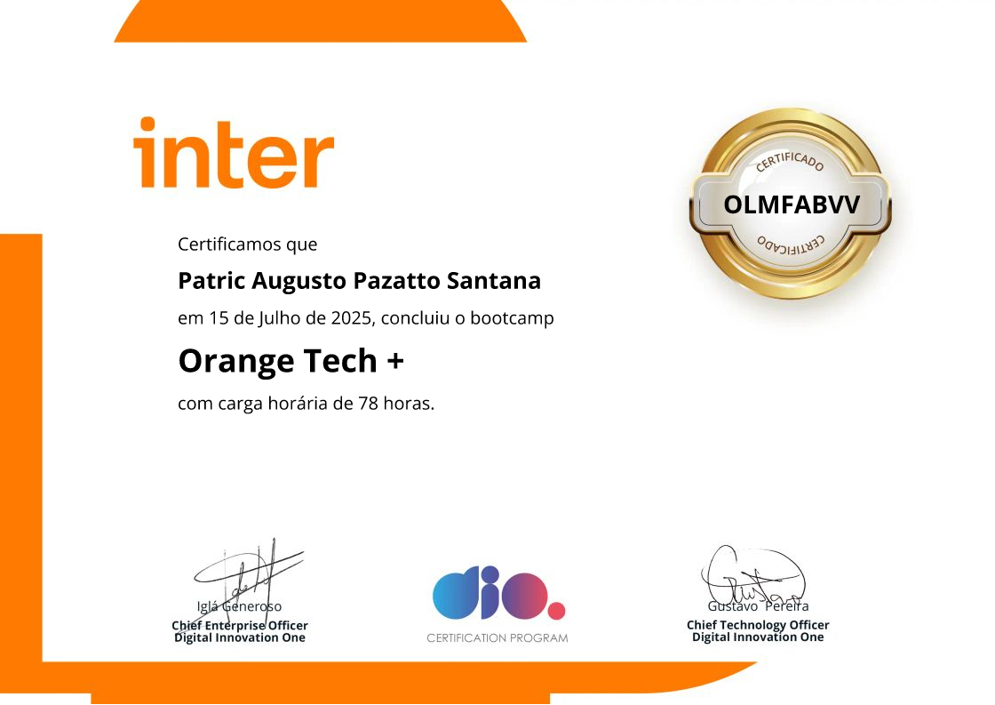 certificate of Orange Tech +