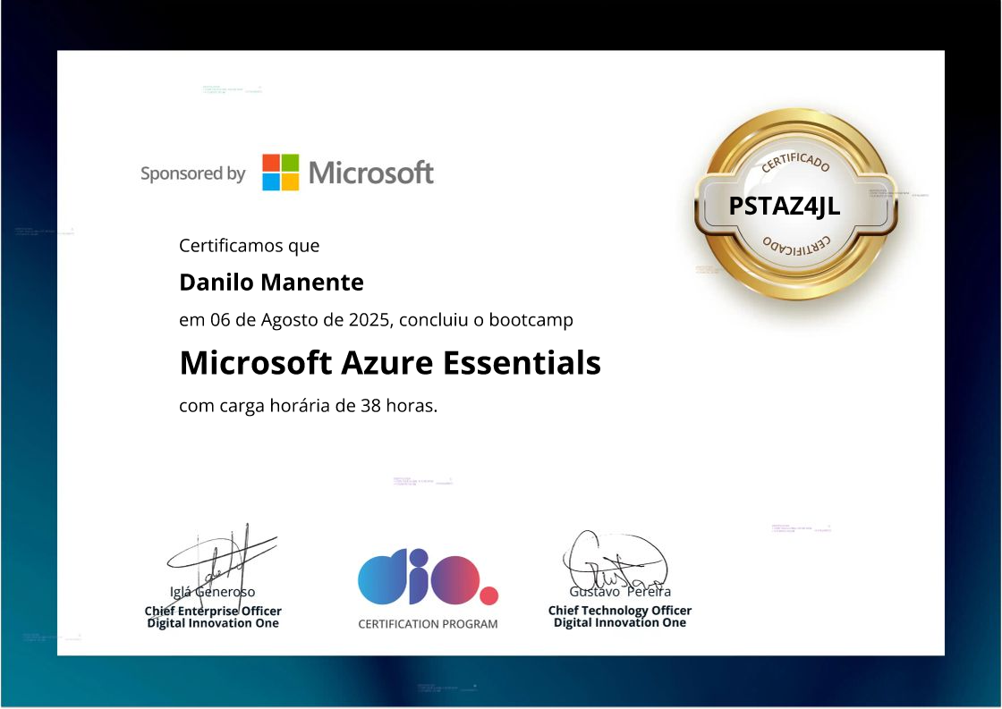 certificate of Microsoft Azure Essentials