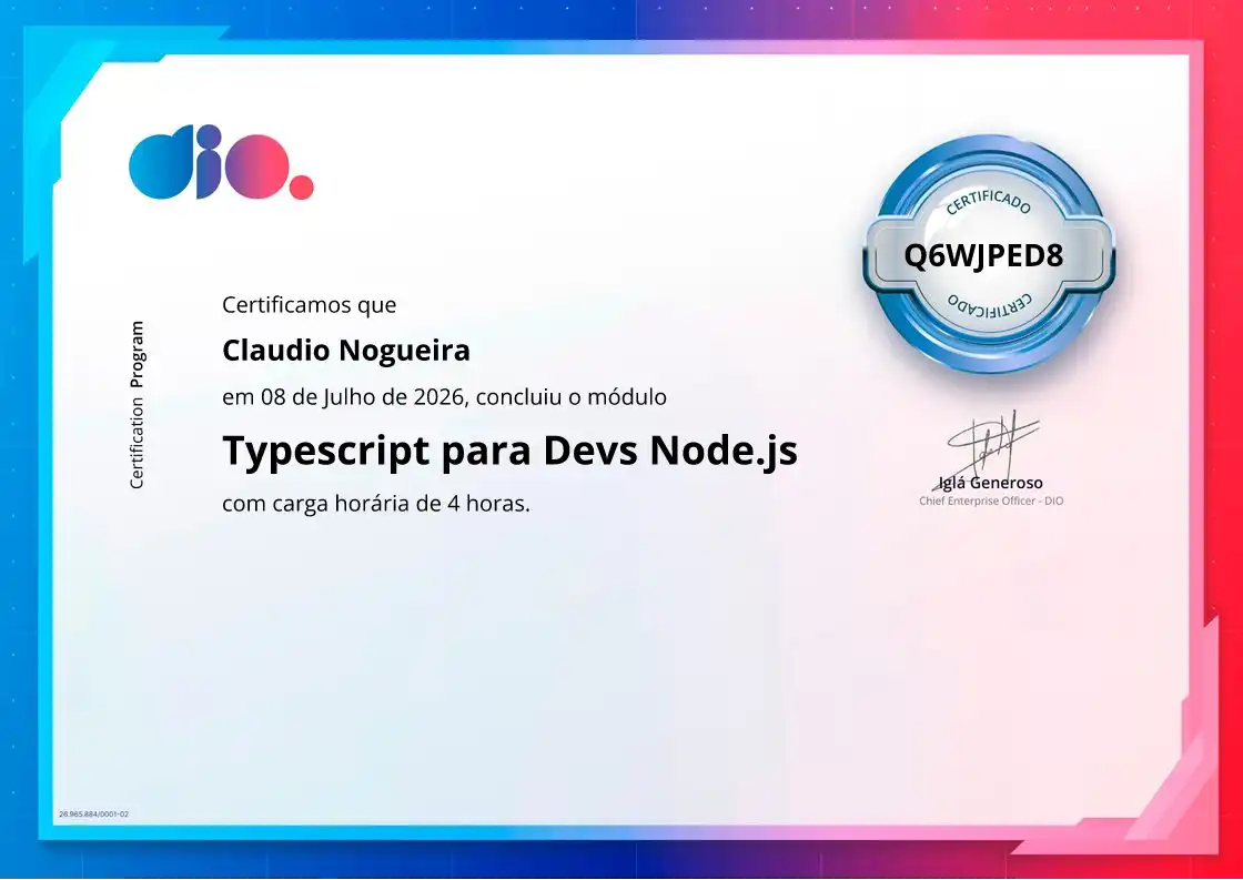 certificate of Typescript para Devs Node.js