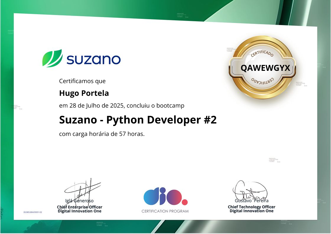certificate of Suzano - Python Developer #2