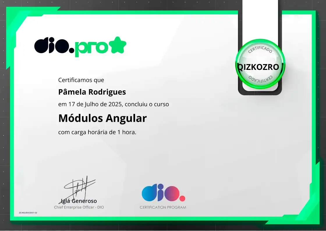 certificate of Módulos Angular