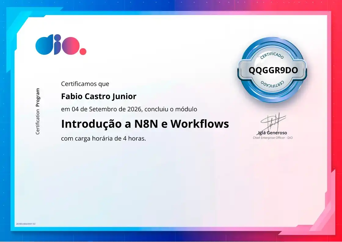 certificate of Introdução a N8N e Workflows