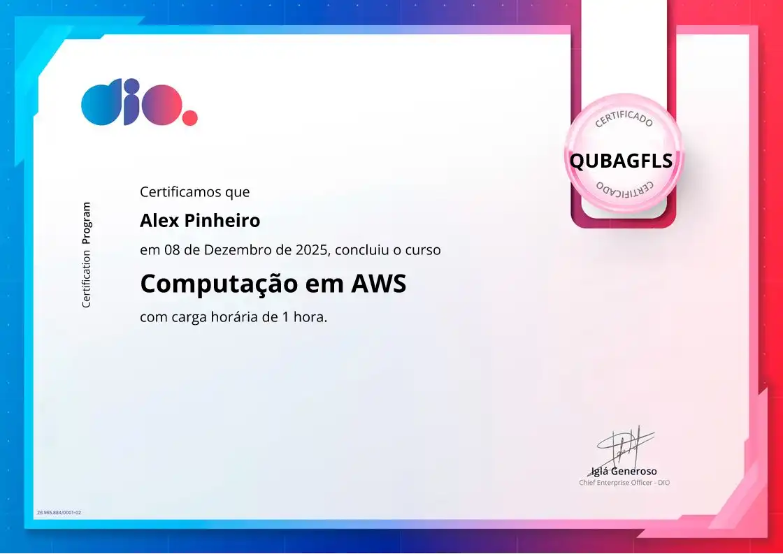 certificate of Computação em AWS
